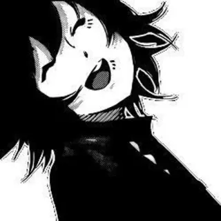 ⛓ anime, manga, character, smiling, black and white telegram sticker