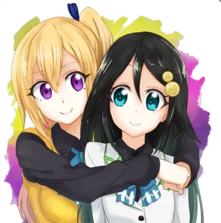 👭 Anime, Ragazze, Amiche, Carino, Kawaii telegram sticker