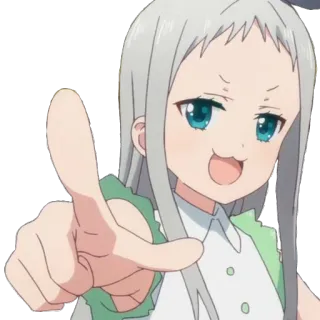 👈 Anime, Personagem, Apontando, Garota, Bonito whatsapp sticker