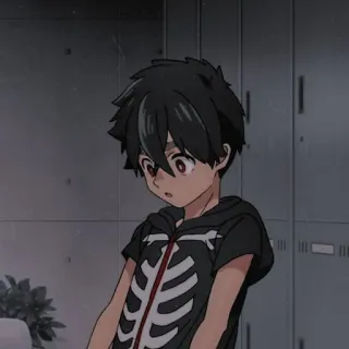 ☠ Anime, Chico, Esqueleto, Taquilla, Joven telegram sticker