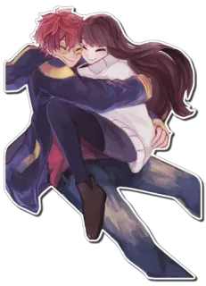 ❤ casal, abraçando, amor, anime, fofo telegram sticker