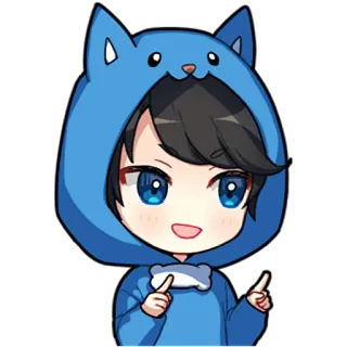 ✌️ Anime, Chibi, Mignon, Dessin animé, Garçon, Sweat à capuche telegram sticker