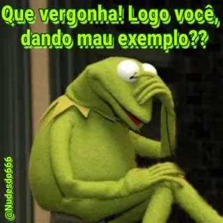 🤭 Kermit Que vergonha! Logo você, dando mau exemplo?? Kermit the Frog, Meme, Shame, Regret, Embarrassment, Muppets telegram sticker