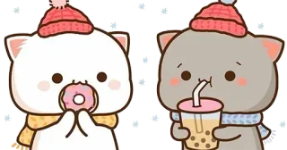 🧋 kucing, imut, donat, bubble tea, kawaii, kartun, stiker telegram sticker