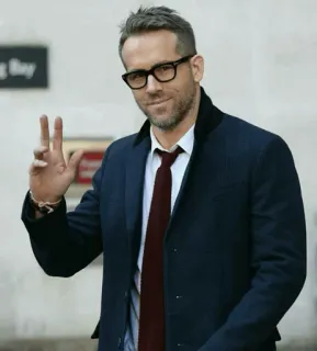 🤚 Ryan Reynolds ator, celebridade, óculos, homem, retrato, formal, estilo telegram sticker