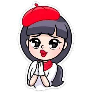 👩‍🦰 девочка, милый, аниме, каваий, берет, мультфильм telegram sticker