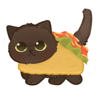 🐾 猫, タコス, 面白い, かわいい, 動物, 食べ物 telegram sticker