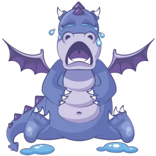 😢 дракон, плачущий, грустный, мультфильм, монстр whatsapp sticker
