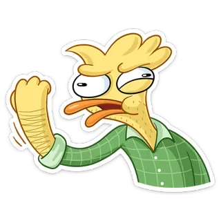 😡 Dibujo animado, Personaje, Divertido, Enojado, Pato, Agresión whatsapp sticker