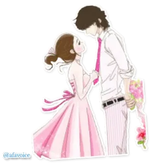 🌺 @afavoice para, ślub, panna młoda, pan młody, miłość, romans, związek, kreskówka telegram sticker