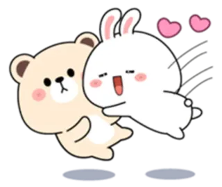 😒 ours, lapin, amour, coeur, mignon, câlin, dessin animé telegram sticker