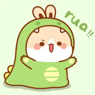 🍼 rua!! lindo, corgi, dinosaurio, animal, kawaii telegram sticker