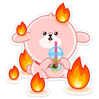 🐕 desenho animado, urso, fogo, bebida, fofo, em chamas telegram sticker
