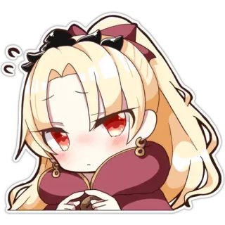 😳 fille anime, mignon, autocollant, dessin animé, chibi, cheveux blonds, yeux rouges telegram sticker