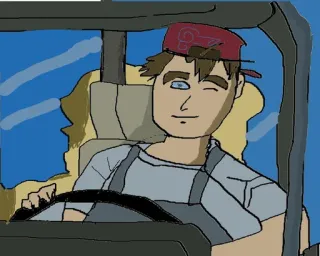 😉 autista, camion, cartone animato, uomo, camionista telegram sticker