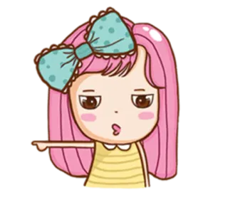 👈 Cartoon, Mädchen, Zeigen, Niedlich, Rosa Haare telegram sticker