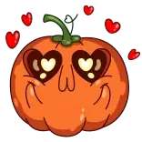 😍 pompoen, hartjes, liefde, kawaii, herfst, halloween telegram sticker