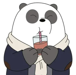 🥃 Panda We Bare Bears panda, bear, cartoon, bubble tea, cute telegram sticker