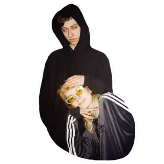 💑 para, bluza z kapturem, okulary przeciwsłoneczne, moda, portret telegram sticker