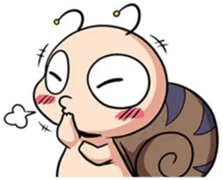 😚 siput, kartun, lucu, emoji, tersipu, karakter whatsapp sticker