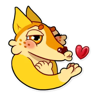 😘 carino, animale, volpe, amore, bacio, cartone animato, cuore telegram sticker