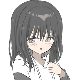 🙄 Anime, Fille, Mignon, Sweat à capuche, Autocollant telegram sticker