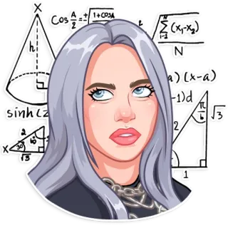 🙄 Billie Eilish Gwiazda pop, Piosenkarz, Matematyka, Równania, Portret, Naklejka telegram sticker