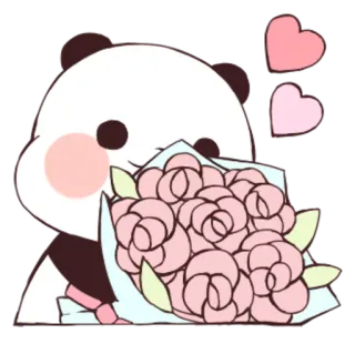 💐 Panda, Lindo, Flores, Corazones, Kawaii telegram sticker