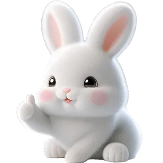 👍 kelinci, lucu, binatang, berbulu, putih, jempol ke atas, ok telegram sticker