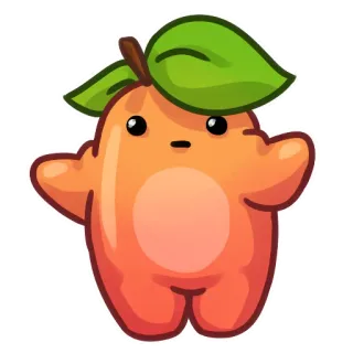 😐 fruit, cute, peach, kawaii, sticker, cartoon telegram sticker