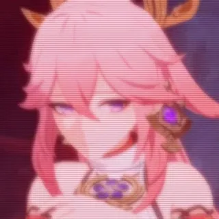 🌟 Yae Miko Genshin Impact Animé, Jeu, Genshin Impact, Yae Miko, Cheveux Roses, Yeux Violets whatsapp sticker