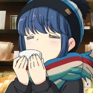 🍜 Anime, Mädchen, Trinken, Süß, Schal, Hut telegram sticker