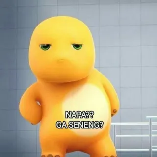 😡 NAPA?? GA SENENG? dinossauro, desenho animado, amarelo, pergunta, engraçado telegram sticker