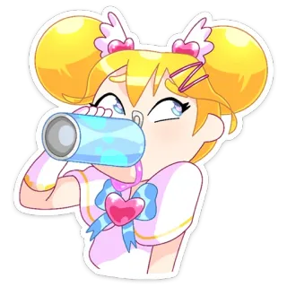 🚰 ragazza anime, bere, carino, cartone animato telegram sticker