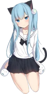 😽 Anime, Cô gái, Mèo, Dễ thương, Đồng phục học sinh telegram sticker