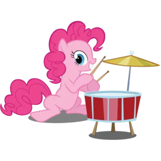 😄 Pinkie Pie My Little Pony Мультфильм, Пони, Животное, Барабанщик, Пинки Пай, Барабанная установка, My Little Pony telegram sticker