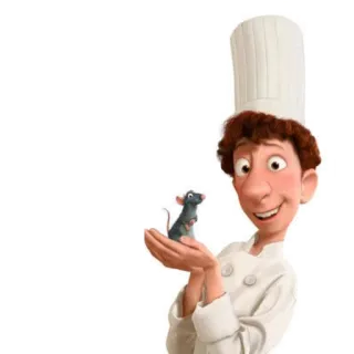 😍 Linguini Ratatouille rata, chef, cocina, comida, Disney, Pixar, animación, película, Linguini whatsapp sticker