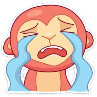 😭 원숭이, 울음, 슬픔, 감정, 이모티콘, 스티커 telegram sticker