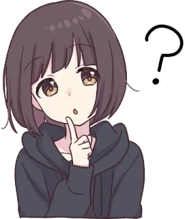 ❓ Anime, Domanda, Carino, Cartone animato, Pensando, Ragazza telegram sticker