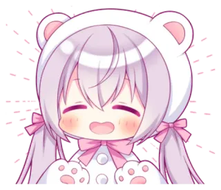 💭 Аниме, Милый, Медведь, Каваий, Чиби, Девушка, Мультфильм whatsapp sticker