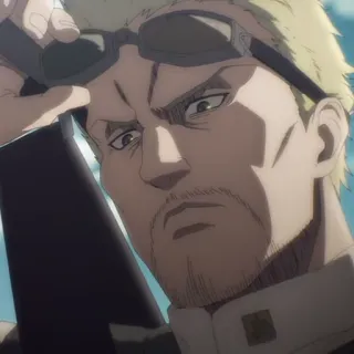 ⚔️ Reiner Braun Attack on Titan Anime, Attack on Titan, Reiner Braun, Personagem, Sério, Expressão telegram sticker