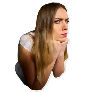 😡 wanita, potret, orang, rambut panjang, berpikir, serius, ekspresi wajah telegram sticker