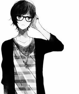 ♥️ Anime, Chico, Gafas, Manga, Adolescente, Dibujos animados telegram sticker