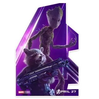 😱 Rocket Raccoon Avengers APRIL 27 Rocket, Groot, Marvel, Vingadores, Filme, Personagem, Super-herói, Guardiões da Galáxia telegram sticker