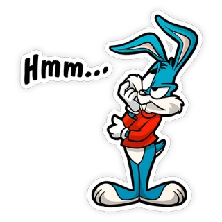 🤔 Hmm... lapin, penser, hmm, dessin animé, animal telegram sticker