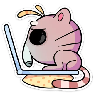 💻 sticker, cartoon, animal, computer, laptop, character whatsapp sticker