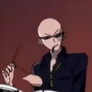 😌 Anime, Schlagzeuger, Glatze, Sonnenbrille, Musik telegram sticker
