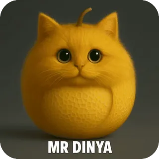 🍈 MR DINYA แมว, น่ารัก, สัตว์, ตลก, สีส้ม, กลม whatsapp sticker