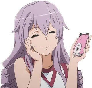 😌 anime, dziewczyna, postać, uśmiechnięta, różowy telegram sticker