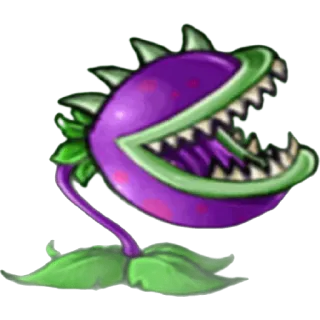 😋 cartoon, plant, monster, teeth, purple, green whatsapp sticker